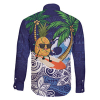 Tropical Christmas Polynesian Family Matching Puletasi and Hawaiian Shirt Funny Surfing Pineapple Blue LT7 - Polynesian Pride