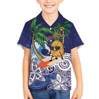 Tropical Christmas Polynesian Family Matching Puletasi and Hawaiian Shirt Funny Surfing Pineapple Blue LT7 Son's Shirt Blue - Polynesian Pride