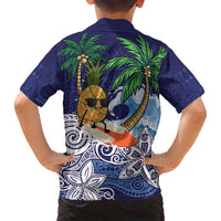 Tropical Christmas Polynesian Family Matching Tank Maxi Dress and Hawaiian Shirt Funny Surfing Pineapple Blue LT7 - Polynesian Pride