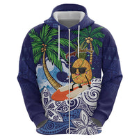 Tropical Christmas Polynesian Zip Hoodie Funny Surfing Pineapple Blue LT7 - Polynesian Pride