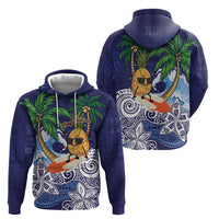 Tropical Christmas Polynesian Zip Hoodie Funny Surfing Pineapple Blue LT7 - Polynesian Pride