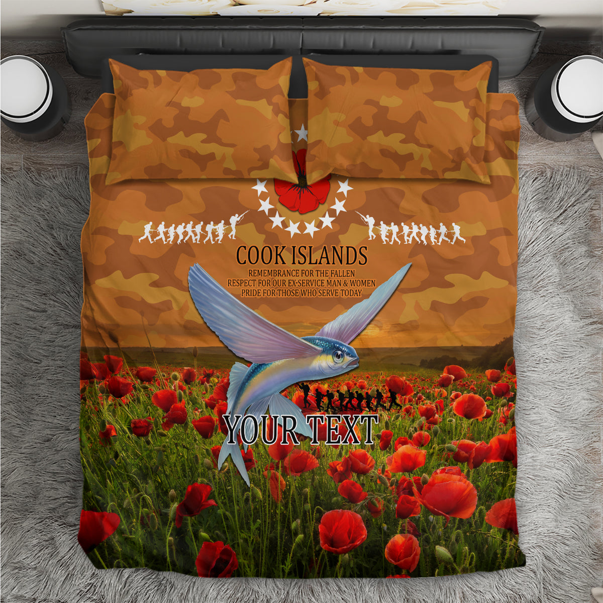 Cook Islands ANZAC Day Personalised Bedding Set with Poppy Field LT9 Art - Polynesian Pride