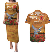 Cook Islands ANZAC Day Personalised Couples Matching Puletasi and Hawaiian Shirt with Poppy Field LT9 Art - Polynesian Pride