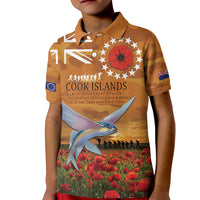 Cook Islands ANZAC Day Personalised Kid Polo Shirt with Poppy Field LT9 Kid Art - Polynesian Pride