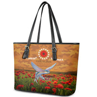 Cook Islands ANZAC Day Personalised Leather Tote Bag with Poppy Field LT9 - Polynesian Pride