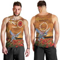 Cook Islands ANZAC Day Personalised Men Tank Top with Poppy Field LT9 - Polynesian Pride