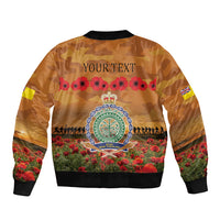 Niue ANZAC Day Personalised Sleeve Zip Bomber Jacket with Poppy Field LT9 - Polynesian Pride