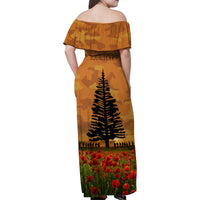 Norfolk Island ANZAC Day Personalised Family Matching Off Shoulder Maxi Dress and Hawaiian Shirt with Poppy Field LT9 - Polynesian Pride