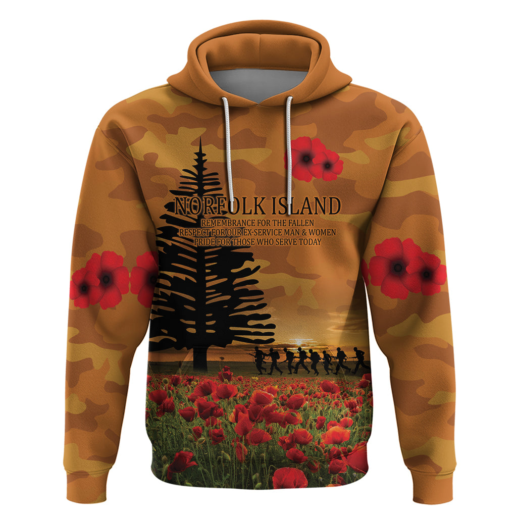Norfolk Island ANZAC Day Personalised Hoodie with Poppy Field LT9 Pullover Hoodie Art - Polynesian Pride