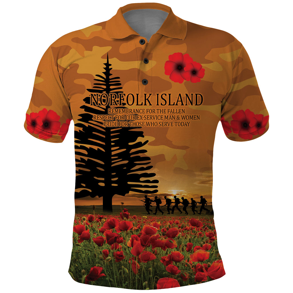 Norfolk Island ANZAC Day Personalised Polo Shirt with Poppy Field LT9 Art - Polynesian Pride