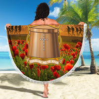 Tokelau ANZAC Day Personalised Beach Blanket with Poppy Field LT9 - Polynesian Pride