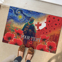 Tonga ANZAC Day Personalised Rubber Doormat Soldier Te Tau Manatui Kinautolu with Poppy Field LT9 - Polynesian Pride