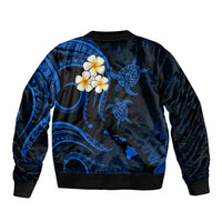 Hawaii Sleeve Zip Bomber Jacket Niihau Islands Polynesian Sunset Plumeria Blue Vibe LT9 - Polynesian Pride