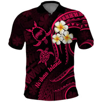 Hawaii Polo Shirt Niihau Islands Polynesian Sunset Plumeria Pink Vibe LT9 Pink - Polynesian Pride