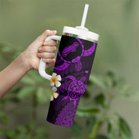 Hawaii Ni'ihau Islands Pacific Plumeria Tumbler With Handle Purple Polynesian Tattoo