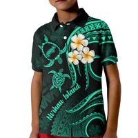 Polynesian Hawaii Kid Polo Shirt Niihau Islands with Pacific Plumeria Turquoise Vibe LT9 Kid Turquoise - Polynesian Pride