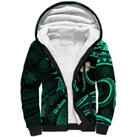Polynesian Hawaii Sherpa Hoodie Niihau Islands with Pacific Plumeria Turquoise Vibe LT9 Unisex Turquoise - Polynesian Pride