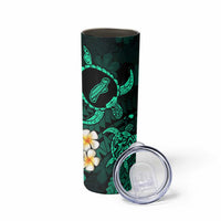 Hawaii Ni'ihau Islands Pacific Plumeria Skinny Tumbler Turquoise Polynesian Tattoo