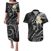 Polynesian Hawaii Couples Puletasi Dress and Hawaiian Shirt Niihau Islands with Pacific Plumeria White Vibe LT9 White - Polynesian Pride