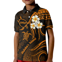 Hawaii Kid Polo Shirt Molokai Islands Polynesian Sunset Plumeria Gold Vibe LT9 Kid Gold - Polynesian Pride