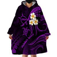 Polynesian Hawaii Wearable Blanket Hoodie Molokai Islands with Pacific Plumeria Purple Vibe LT9 - Polynesian Pride
