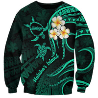 Polynesian Hawaii Sweatshirt Molokai Islands with Pacific Plumeria Turquoise Vibe LT9 Unisex Turquoise - Polynesian Pride