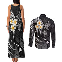 Polynesian Hawaii Couples Matching Tank Maxi Dress and Long Sleeve Button Shirts Molokai Islands with Pacific Plumeria White Vibe LT9 - Polynesian Pride