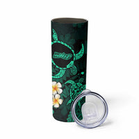 Hawaii Molokaʻi Islands Pacific Plumeria Skinny Tumbler Turquoise Polynesian Tattoo