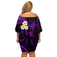 Polynesian Hawaii Off Shoulder Short Dress Lanai Islands with Pacific Plumeria Purple Vibe LT9 - Polynesian Pride