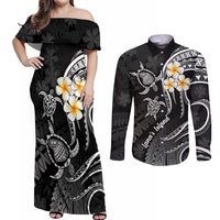 Polynesian Hawaii Couples Off Shoulder Maxi Dress and Long Sleeve Button Shirts Lanai Islands with Pacific Plumeria White Vibe LT9 White - Polynesian Pride