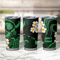 Hawaii Lanaʻi Islands Pacific Plumeria Tumbler Cup Green Polynesian Tattoo