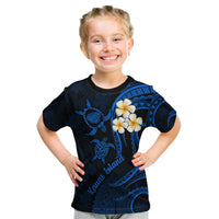 Hawaii Kid T Shirt Kauai Islands Polynesian Sunset Plumeria LT9 Blue - Polynesian Pride