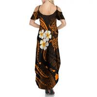 Hawaii Summer Maxi Dress Kauai Islands Polynesian Sunset Plumeria Gold Vibe LT9 - Polynesian Pride