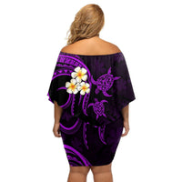 Polynesian Hawaii Off Shoulder Short Dress Kauai Islands with Pacific Plumeria Purple Vibe LT9 - Polynesian Pride