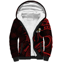 Polynesian Hawaii Sherpa Hoodie Kauai Islands with Pacific Plumeria Red Vibe LT9 Unisex Red - Polynesian Pride