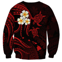Polynesian Hawaii Sweatshirt Kauai Islands with Pacific Plumeria Red Vibe LT9 - Polynesian Pride