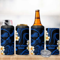 Hawaii Kahoolawe Islands Pacific Plumeria 4 in 1 Can Cooler Tumbler Blue Polynesian Tattoo