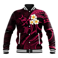 Hawaii Baseball Jacket Kahoolawe Islands Polynesian Sunset Plumeria Pink Vibe LT9 Unisex Pink - Polynesian Pride