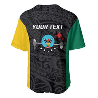 Personalised PNG Hela Province Baseball Jersey Bird of Paradise Tattoo Flag Motif - Polynesian Pride
