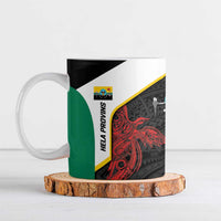 Personalised PNG Hela Province Ceramic Mug Bird of Paradise Tattoo Flag Motif - Polynesian Pride