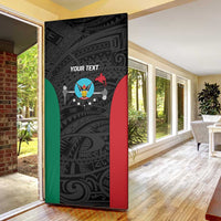 Personalised PNG Hela Province Door Cover Bird of Paradise Tattoo Flag Motif - Polynesian Pride