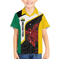 Personalised PNG Hela Province Kid Hawaiian Shirt Bird of Paradise Tattoo Flag Motif - Polynesian Pride