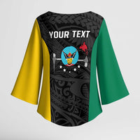 Personalised PNG Hela Province Kimono Sleeve Blouse Bird of Paradise Tattoo Flag Motif - Polynesian Pride