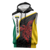 Personalised PNG Hela Province Sleeveless Hoodie Bird of Paradise Tattoo Flag Motif - Polynesian Pride