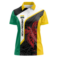 Personalised PNG Hela Province Women Polo Shirt Bird of Paradise Tattoo Flag Motif - Polynesian Pride
