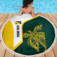 Personalised PNG Jiwaka Province Beach Blanket Bird of Paradise Tattoo Flag Motif - Polynesian Pride