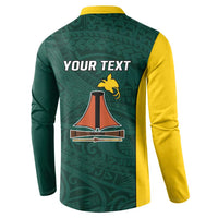 Personalised PNG Jiwaka Province Button Sweatshirt Bird of Paradise Tattoo Flag Motif - Polynesian Pride