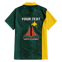 Personalised PNG Jiwaka Province Family Matching Long Sleeve Bodycon Dress and Hawaiian Shirt Bird of Paradise Tattoo Flag Motif - Polynesian Pride