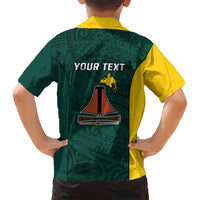 Personalised PNG Jiwaka Province Family Matching Off Shoulder Maxi Dress and Hawaiian Shirt Bird of Paradise Tattoo Flag Motif - Polynesian Pride