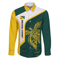 Personalised PNG Jiwaka Province Family Matching Off Shoulder Maxi Dress and Hawaiian Shirt Bird of Paradise Tattoo Flag Motif - Polynesian Pride